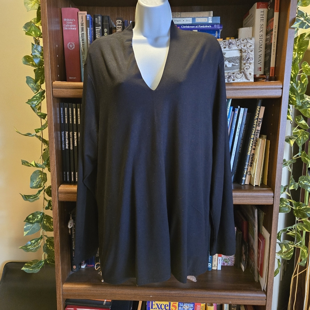 Charter Club Black V‑Neck Top – Size 3X, Soft & Stretchy 🖤 NWOT